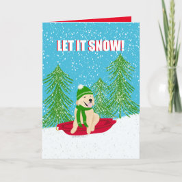 Lassen Sie es schnee Golden Retriever Weihnachtska Dankeskarte