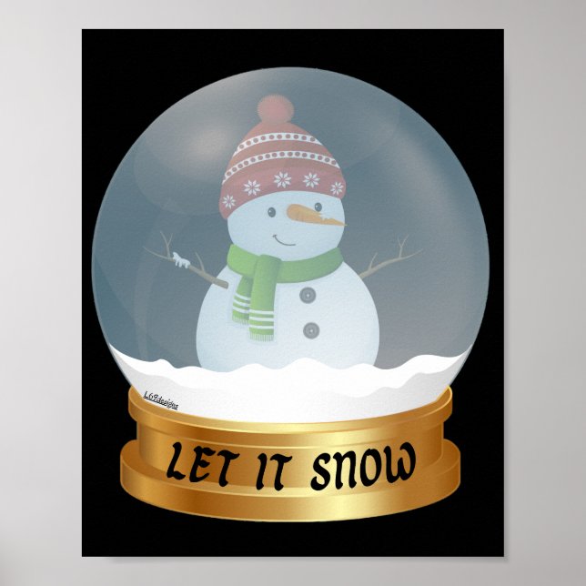 LASSEN SIE ES SCHNEE lustige Schneemann in der Wel Poster (Vorne)