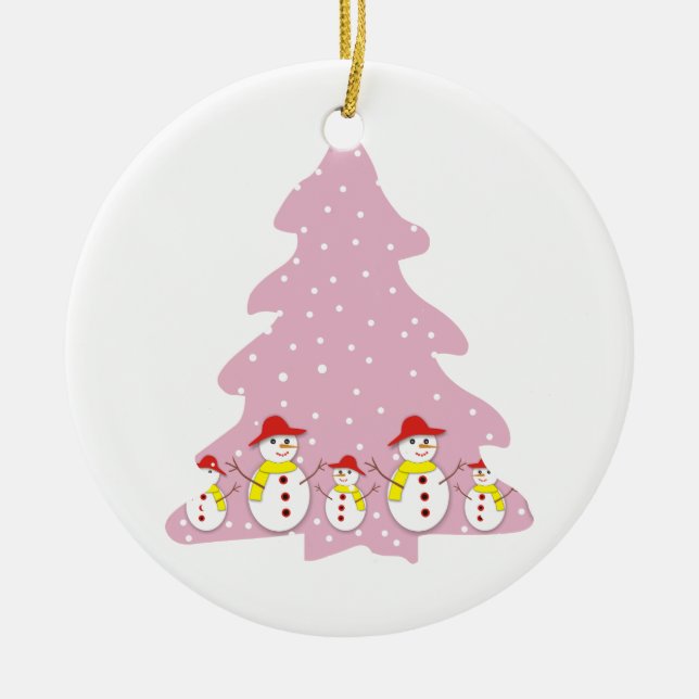 Lassen Sie es Schnee maßgeschneiderte Weihnachtssc Keramik Ornament (Vorne)