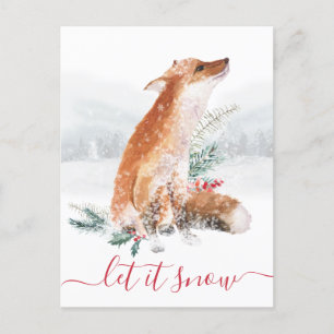 Lassen Sie es Schnee Red Fox Winter Woodland Urlau Postkarte