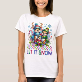 Lassen Sie es Schnee Reindeer Familie Weihnachten  T-Shirt