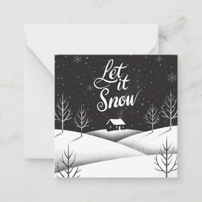 Lassen Sie es Schnee Schwarz-Weiß Mini Weihnachtsk Mitteilungskarte (Vorderseite)