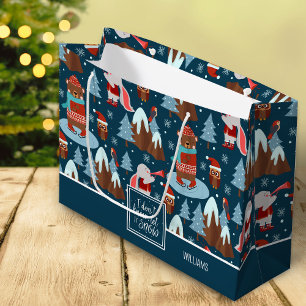 Lassen Sie es Schnee Süße Tier Name Blau Weihnacht Große Geschenktüte