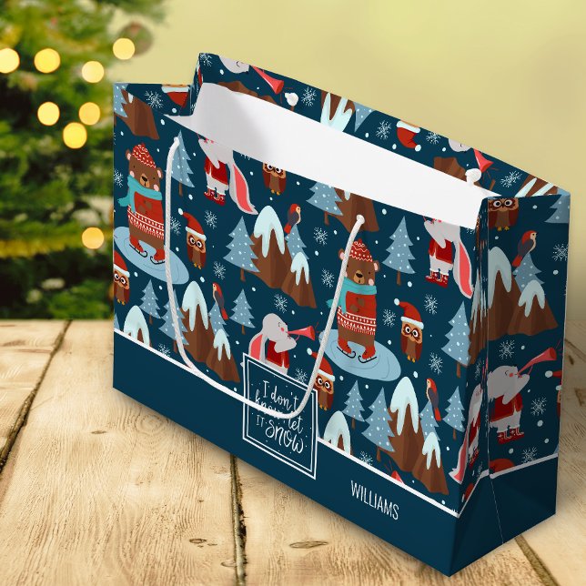 Lassen Sie es Schnee Süße Tier Name Blau Weihnacht Große Geschenktüte (Von Creator hochgeladen)