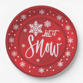 Lassen Sie es Schnee Weihnachten Design Plättchen Pappteller