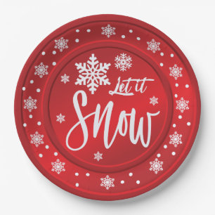 Lassen Sie es Schnee Weihnachten Design Plättchen Pappteller