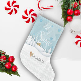 Lassen Sie es schneebedeckte Landschaft des Herzsc Großer Weihnachtsstrumpf