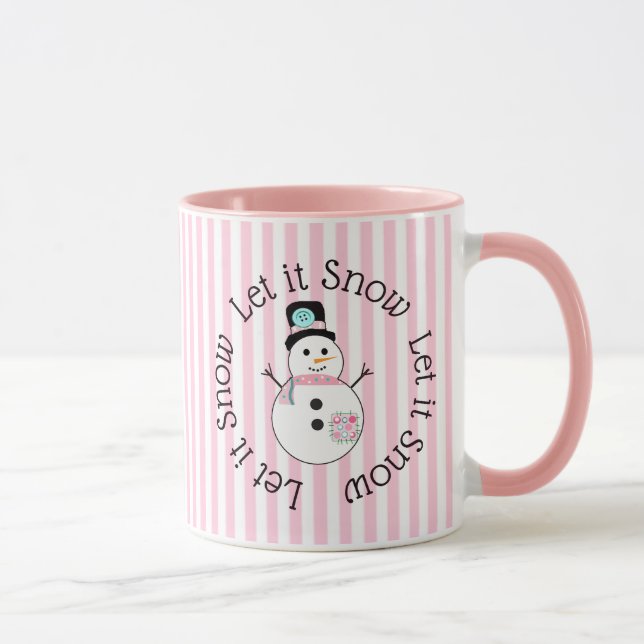 Lassen Sie es schneefarben Schneemann Weihnachten  Tasse (Rechts)