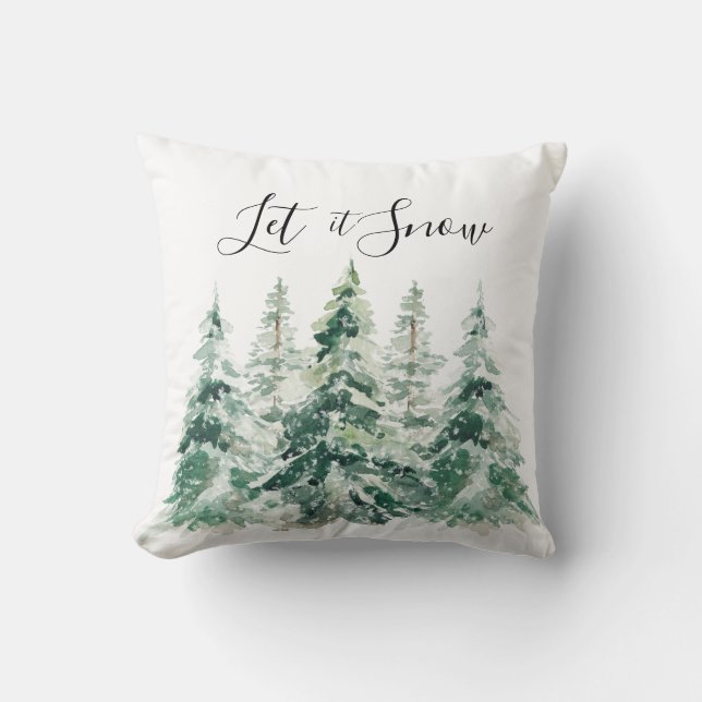 Lassen Sie es schneefarbene Weihnachtskiefernbäume Kissen (Vorderseite)