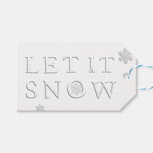 Lassen Sie es Schneeflocken Embossed Geschenkmarke Geschenkanhänger (Vorderseite (Horizontal))