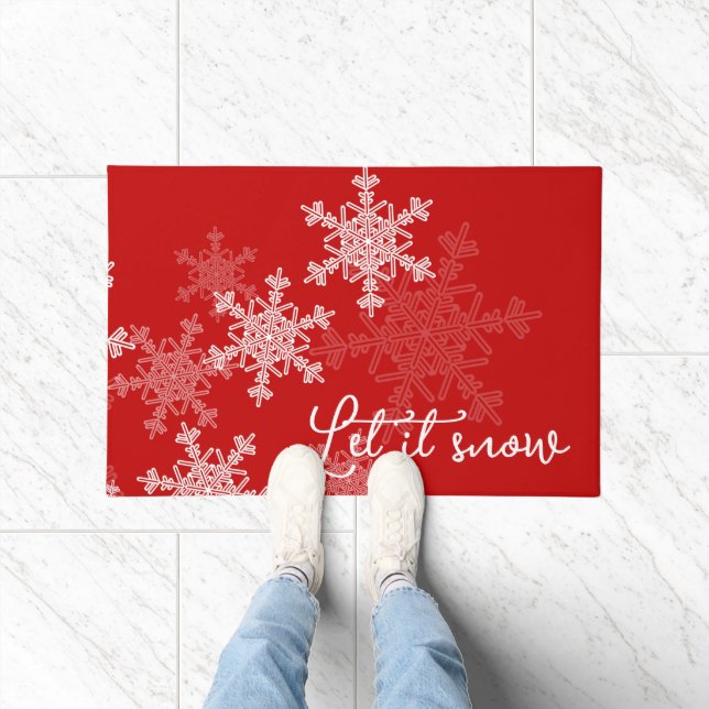 Lassen Sie es Schneeflocken Minimalistisch Fußmatte (Indoor)