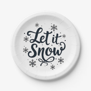 Lassen Sie es Schneeflocken Wintersaison Weihnacht Pappteller