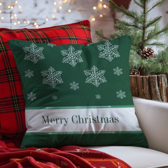 Lassen Sie es Schneekissen, grün Kissen (Green Let it Snow Holiday Throw Pillow)