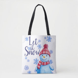 Lassen Sie es Schneemann mit Schneeflocken. Tasche