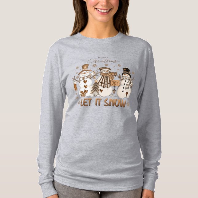 Lassen Sie es Schneemänner Weihnachten Rustikal la T-Shirt (Vorderseite)
