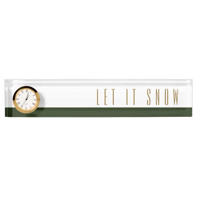 LASSEN SIE ES SCHNEEN Chic White Forest Green Mode Namensplakette (Vorderseite)