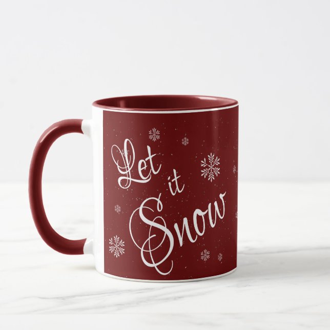 Lassen Sie es schneerot Niedlich schneeflecken Wei Tasse (Links)