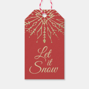 Lassen Sie es schneien - Shabby Gold Snowflake Win Geschenkanhänger