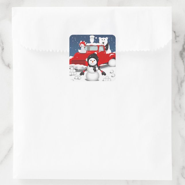 Lassen Sie es schneit Quadratischer Aufkleber (Tasche)