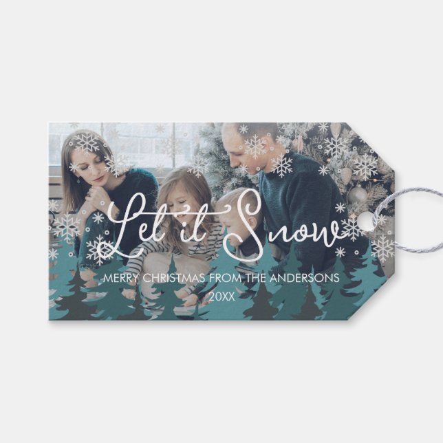 Lassen Sie es schneit | Schneeflocken Pine Tree We Geschenkanhänger (Vorderseite (Horizontal))
