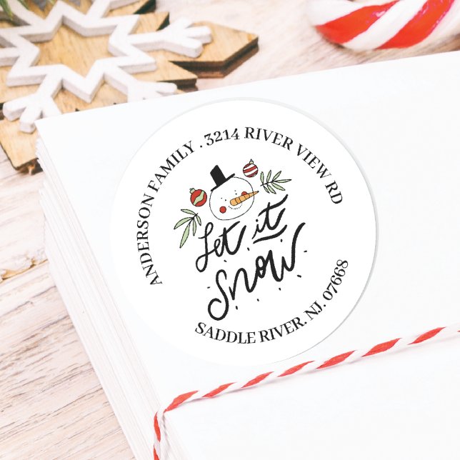 Lassen Sie es Snowman Winter Address Label Sticker (Von Creator hochgeladen)