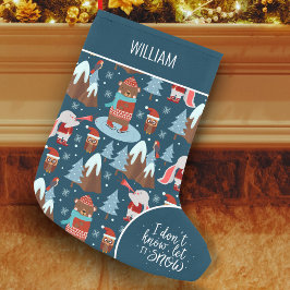 Lassen Sie es Süße Tier mit Name Blue Holiday Schn Kleiner Weihnachtsstrumpf