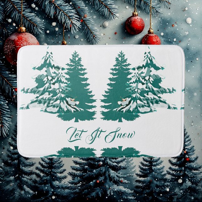 Lassen Sie es Wasser Farbe Winter Weihnachtswald Badematte (Let it Snow Watercolor Winter Christmas Woodland Bath Mat)