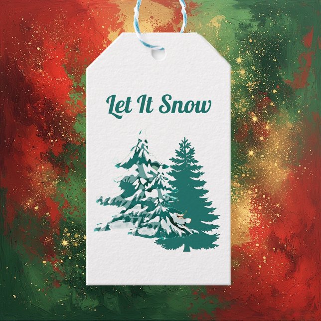 Lassen Sie es Wasser Farbe Winter Weihnachtswald Geschenkanhänger (Let it Snow Watercolor Winter Christmas Woodland Gift Tags)