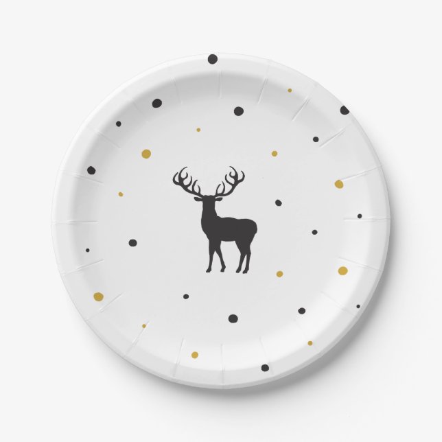 Lassen Sie es Weihnachtskunst Cartoon Reindeage Im Pappteller (Vorderseite)