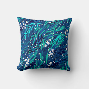 Lassen Sie es Winter Berry Pattern   Blau + Aquama Kissen