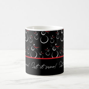 Lassen Sie es Winter Snowman Familienmuster schwar Kaffeetasse