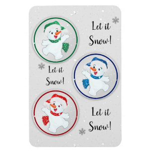 Lassen Sie es Winter Snowmen Cartoon Magnet