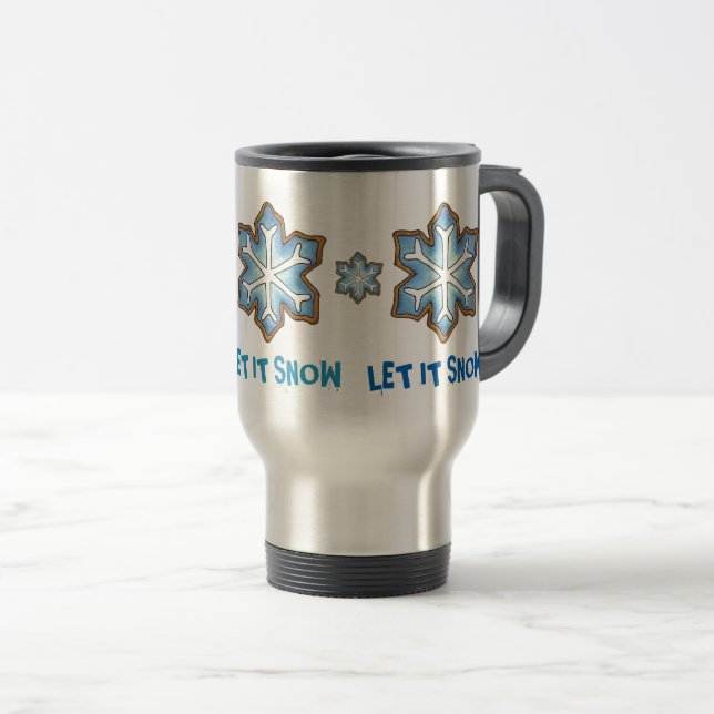 Lassen Sie es Winter Urlaub Blue Snowflake Hanukka Reisebecher (VorderseiteRechts)
