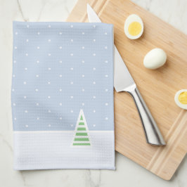 Lassen Sie es winzige Winter Baum Eis Blue Polka D Geschirrtuch