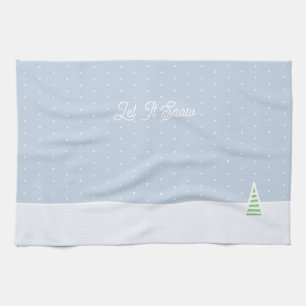 Lassen Sie es winzige Winter Baum Eis Blue Polka D Geschirrtuch