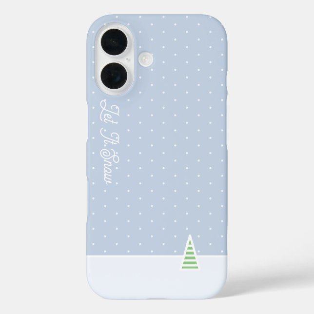 Lassen Sie es winzige Winter Baum Eis Blue Polka D iPhone 16 Hülle (Rückseite)