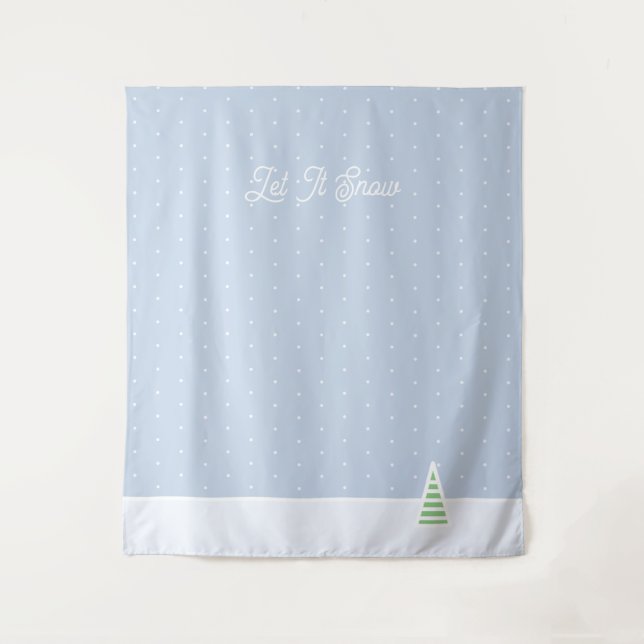 Lassen Sie es winzige Winter Baum Eis Blue Polka D Wandteppich (Vorderseite)