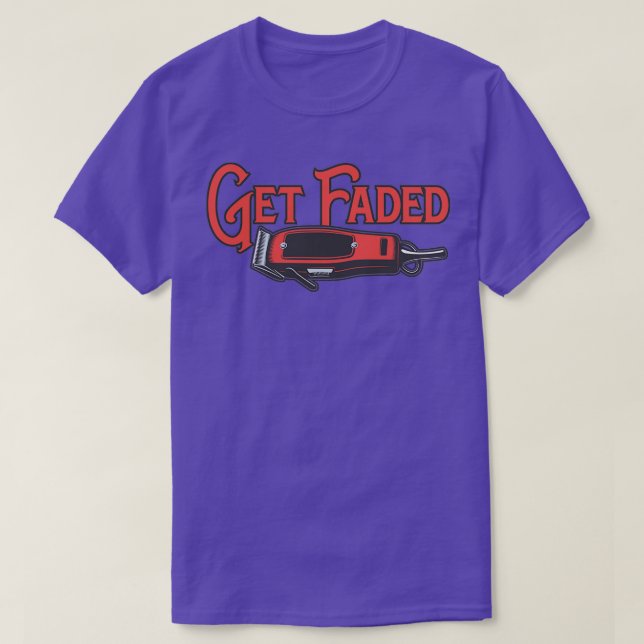 Lassen Sie sich verblasste Razor Barbers Haarschni T-Shirt (Design vorne)
