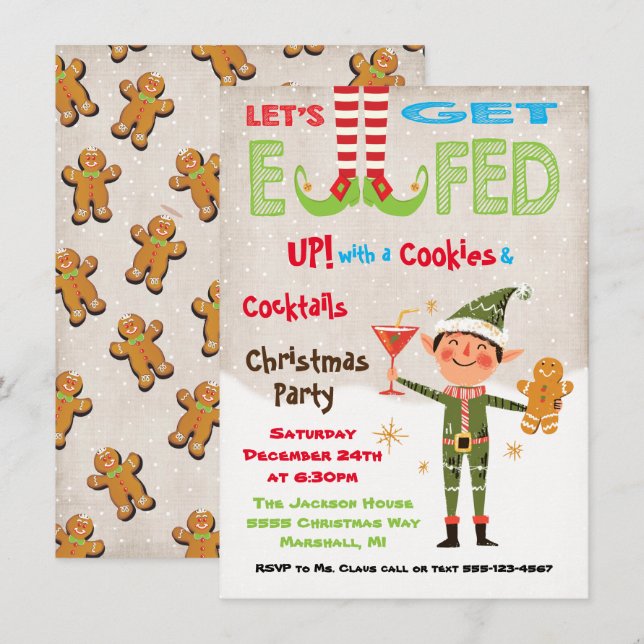 Lassen Sie sich von Cookies und Cocktails Party ve Einladung (Vorne/Hinten)