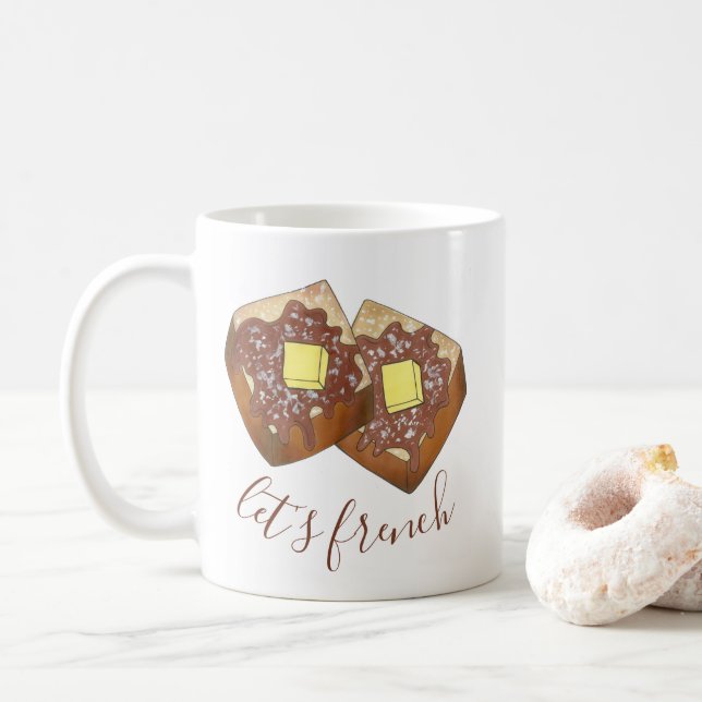 Lassen Sie uns das französische Frühstück "Toast B Kaffeetasse (Mit Donut)
