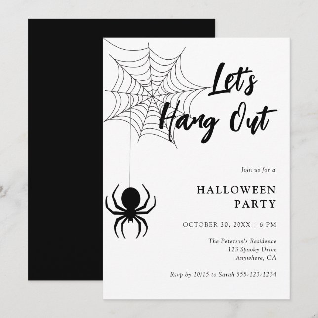 Lassen Sie uns das Script Spider Web Halloween-Par Einladung (Vorne/Hinten)