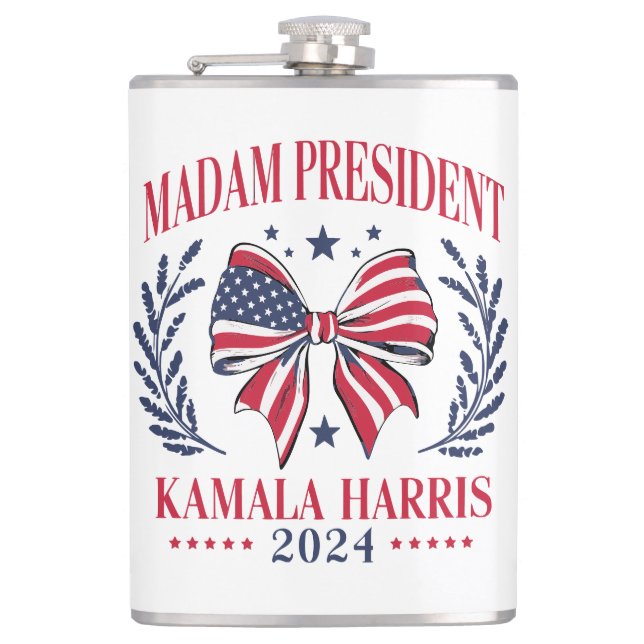 Lassen Sie uns die Arbeit Kamala Harris 2024 absch Flachmann (Vorderseite)