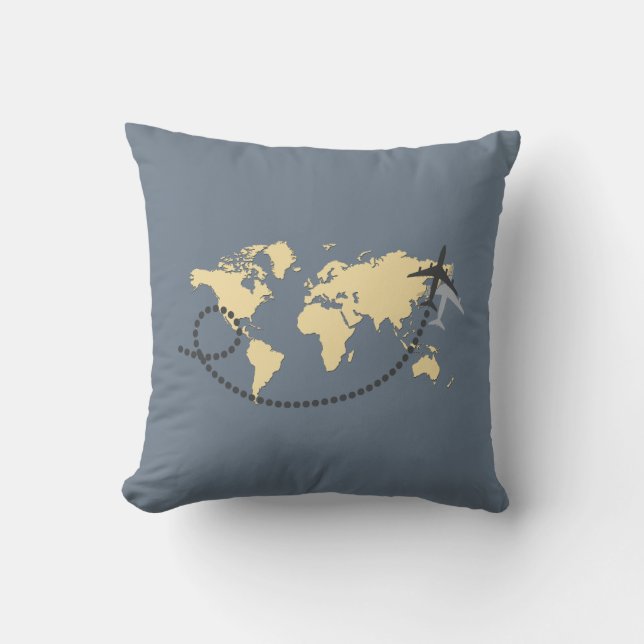 Lassen Sie uns die Illustration der Welt bereisen Kissen (Vorderseite)