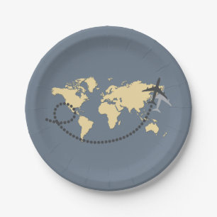 Lassen Sie uns die Illustration der Welt bereisen Pappteller