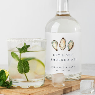 Lassen Sie uns erwischen   Coastal Oyster Wedding Alkoholflaschenetikett