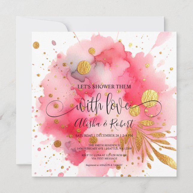 Lassen Sie uns sie duschen mit Liebe Paare Dusche  Einladung (Vorderseite)