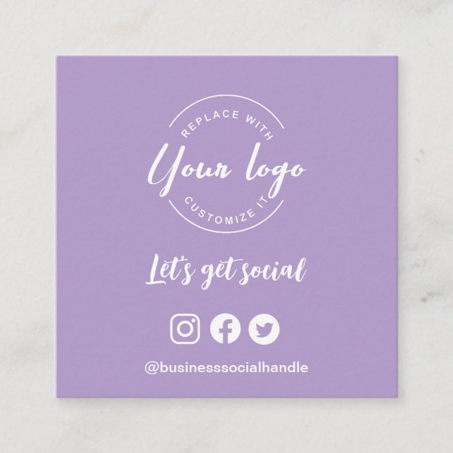 Lassen Sie uns soziale Logo-Symbole Website QR-Cod Quadratische Visitenkarte (Vorderseite)