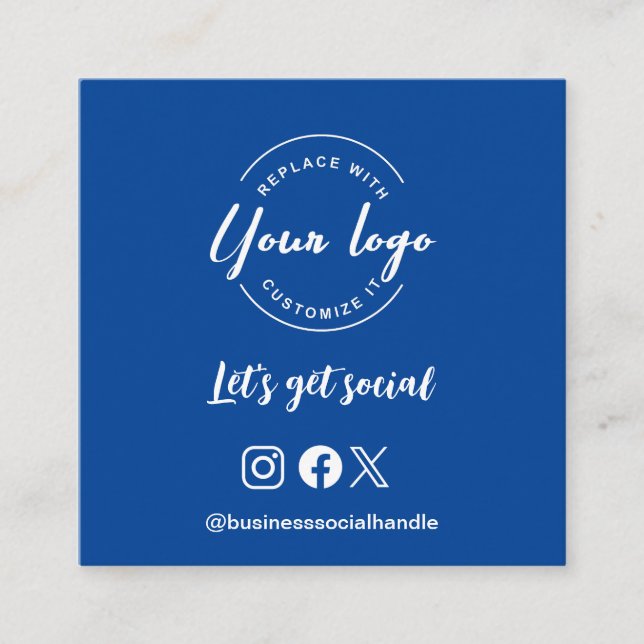 Lassen Sie uns soziale Logo-Symbole Website QR-Cod Quadratische Visitenkarte (Vorderseite)
