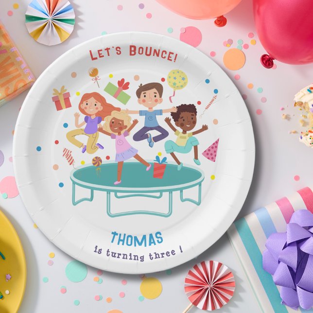 Lassen Sie uns springende Trampolin Park Kindergeb Pappteller (Von Creator hochgeladen)