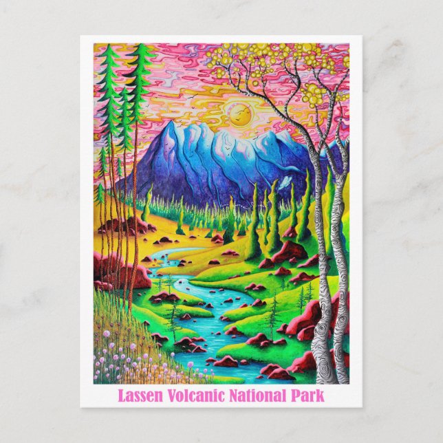 Lassen Sie Volcanal National Park Travel Art Postc Postkarte (Vorderseite)